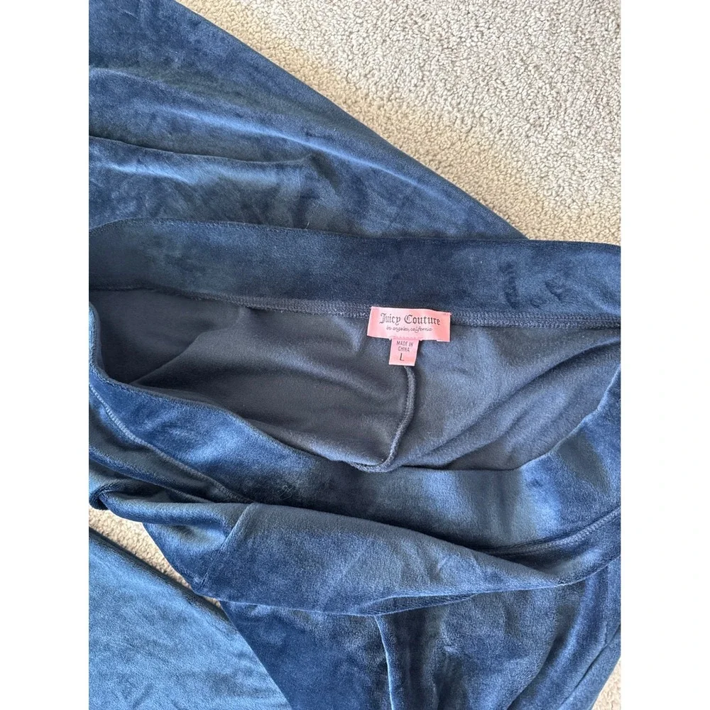 Juicy Couture Velour Tracksuit Y2K Hoodie Pants Blue Rhinestone Logo‎ Women XL